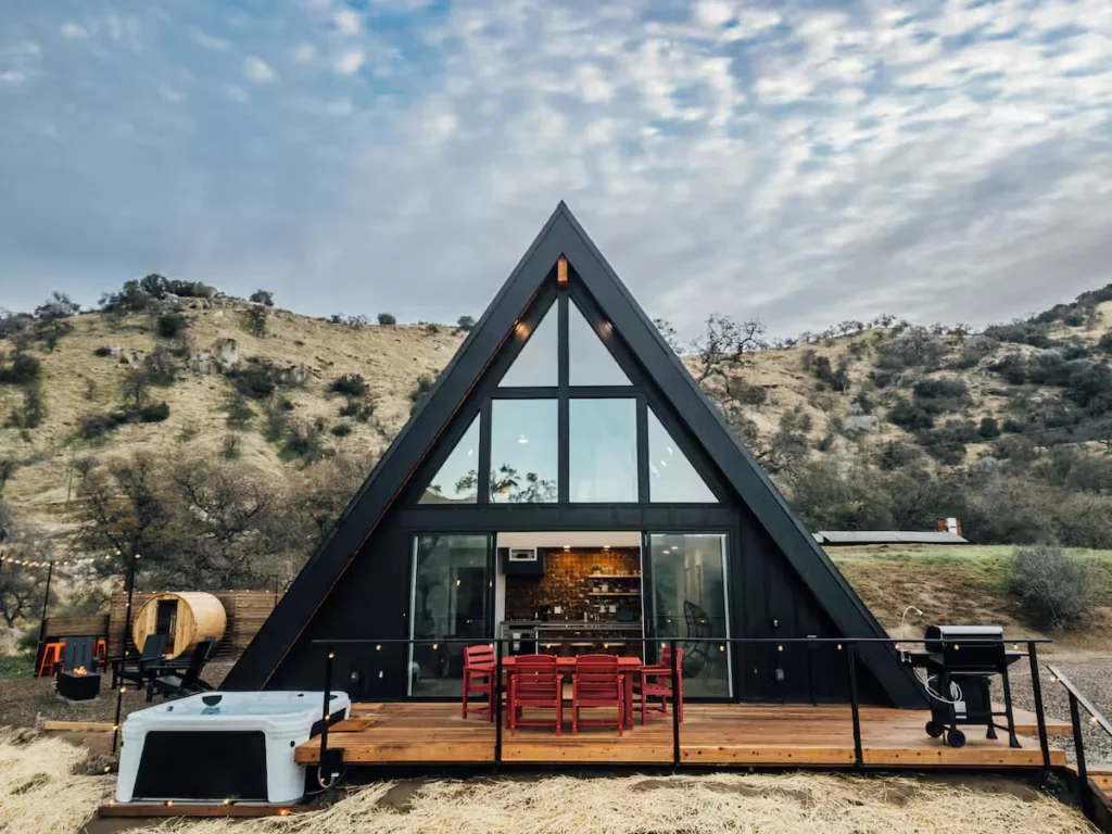 Wake Up to Breath taking Mountain Views at This Stunning A-Frame Cabin in Three Rivers, California