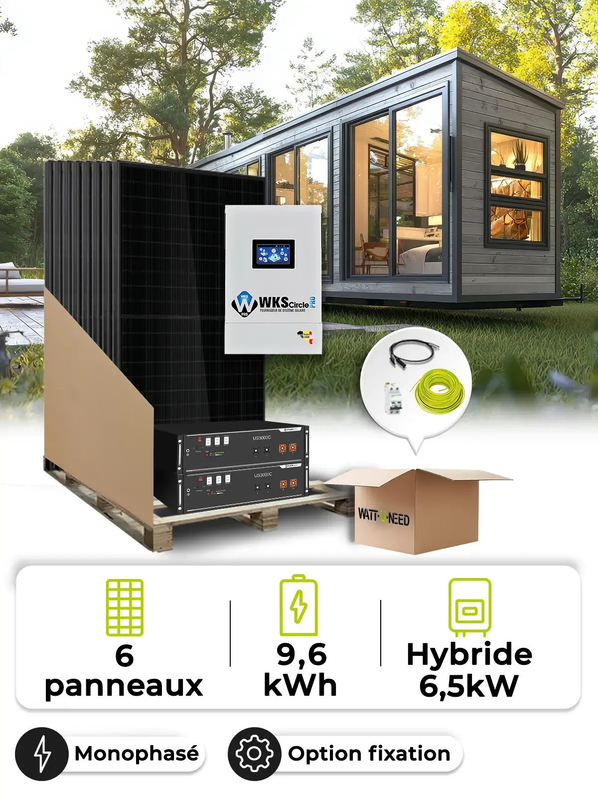 Modern solar battery and inverter system designed for efficient tiny home energy use