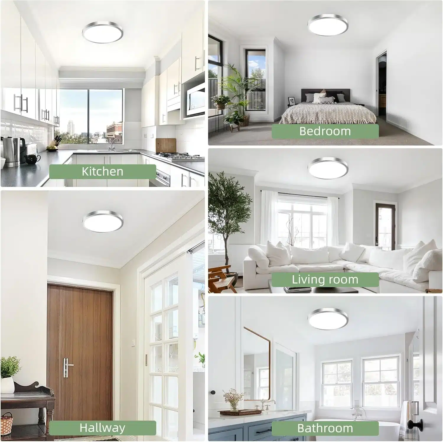 Compact LED ceiling light installed in a modern tiny house
