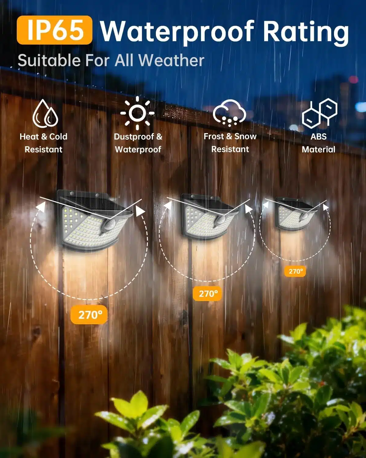 Solar outdoor LED lights illuminating a tiny house pathway