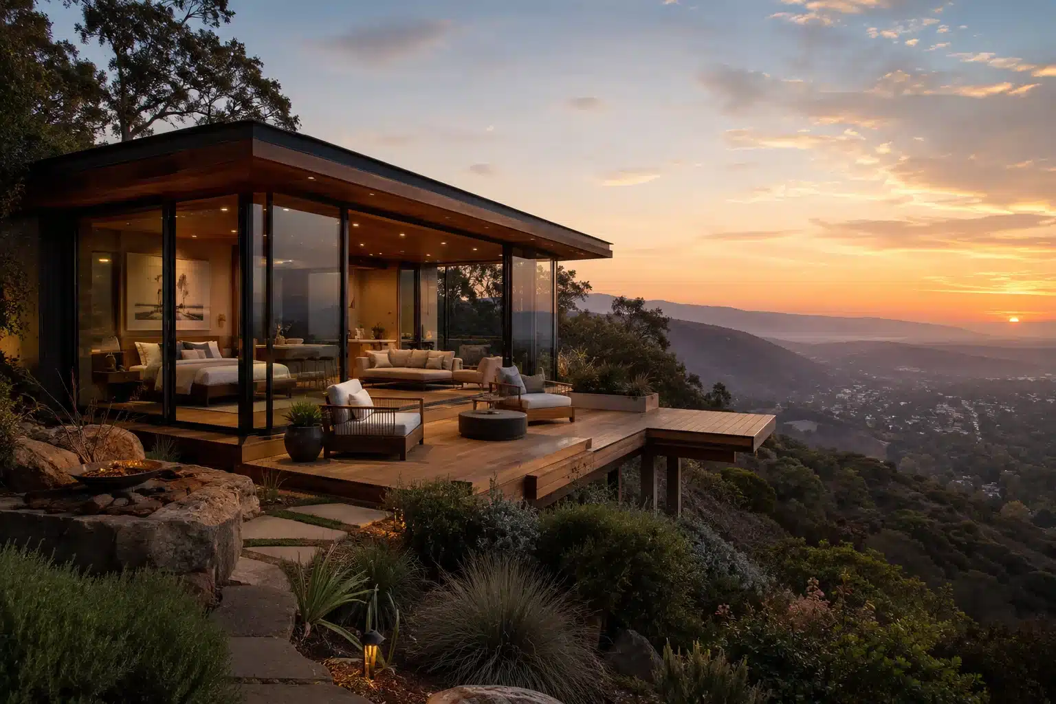 Luxury tiny house overlooking a California valley