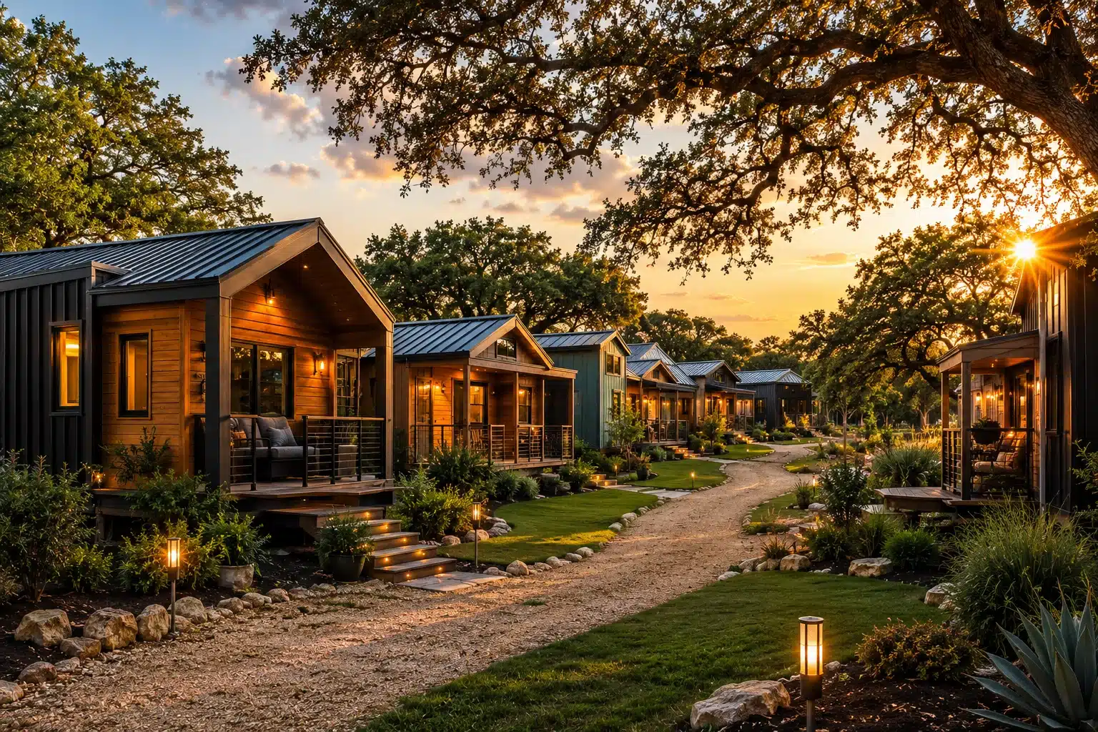 Modern tiny house community in Texas