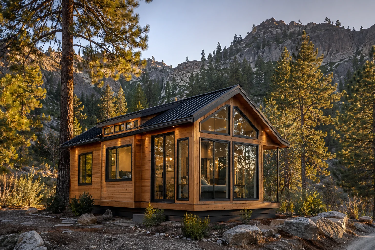 Modern tiny house in the California mountains