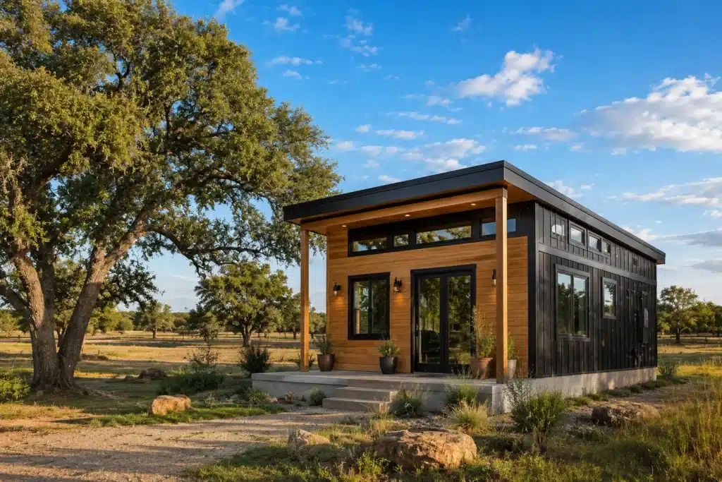 Tiny house on a permanent foundation in rural Texas