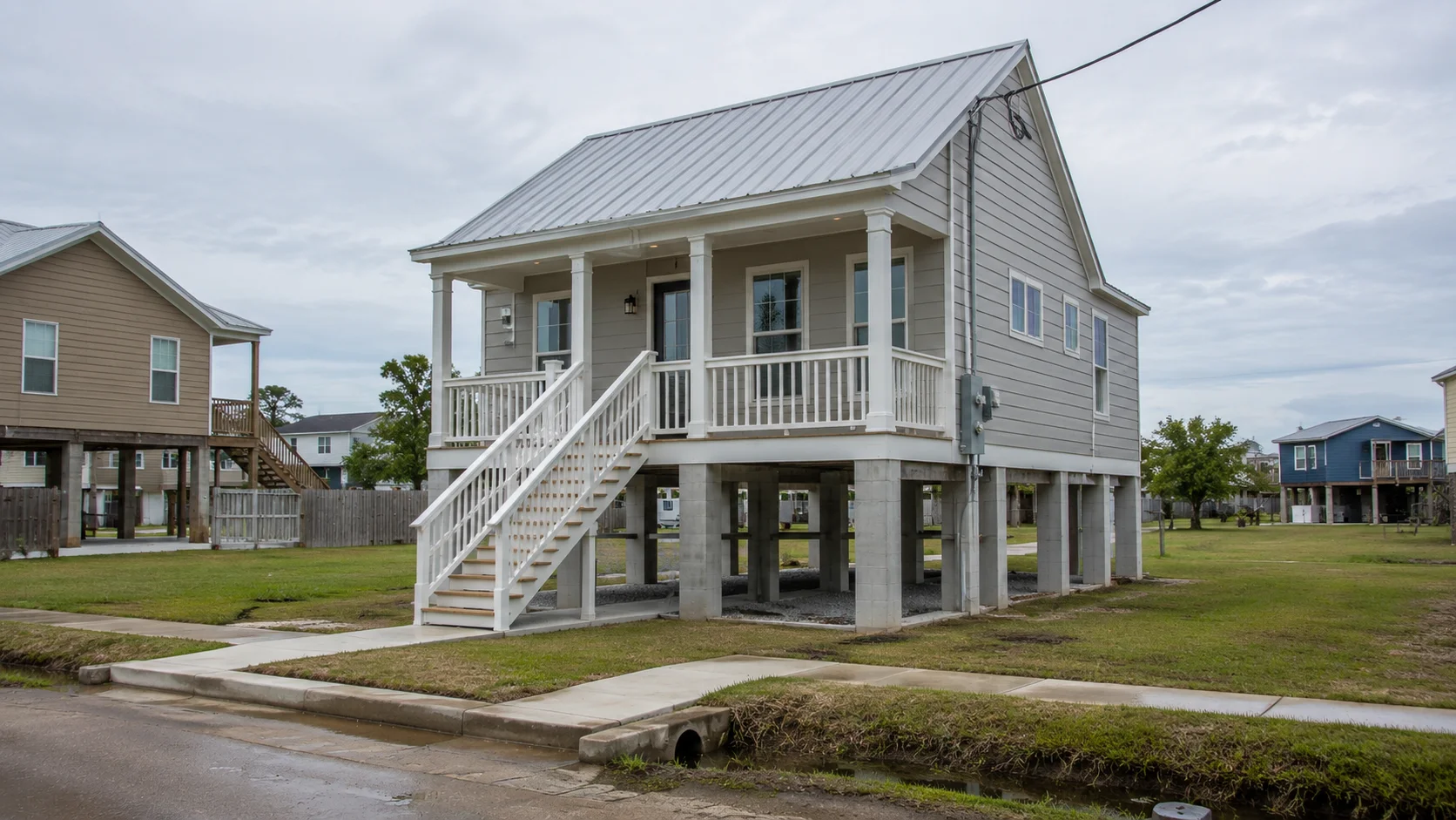 Elevated tiny house on a permanent foundation in Louisiana