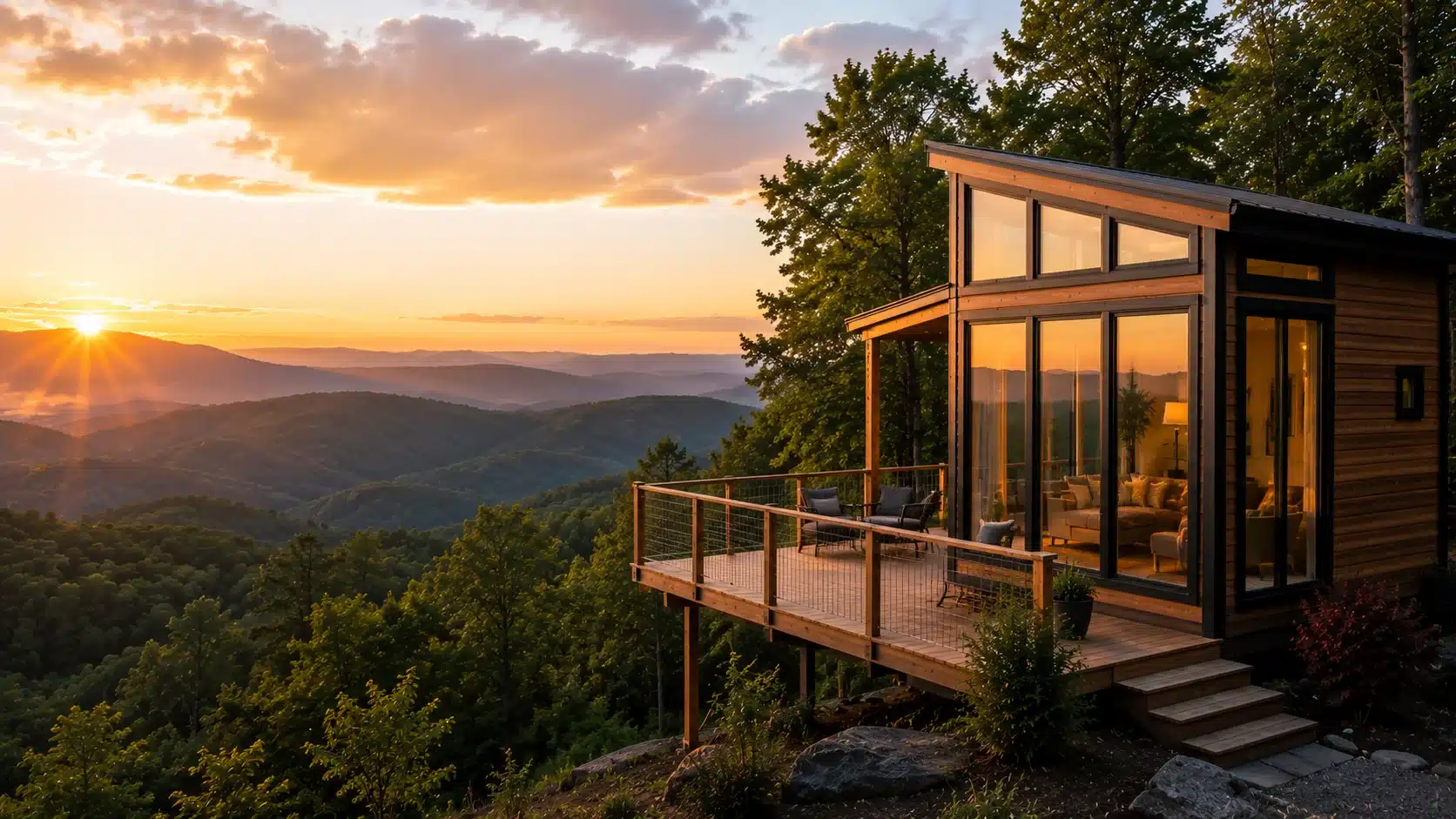 Tiny house overlooking the Blue Ridge Mountains in North Carolina