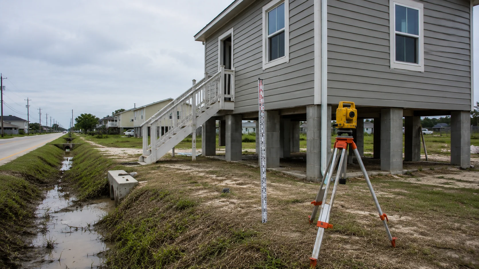 Flood elevation survey for a tiny house in Louisiana