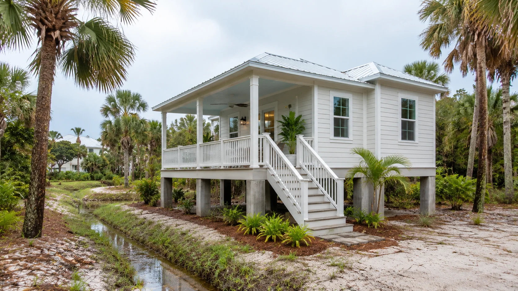 Elevated tiny house on a permanent foundation in Florida