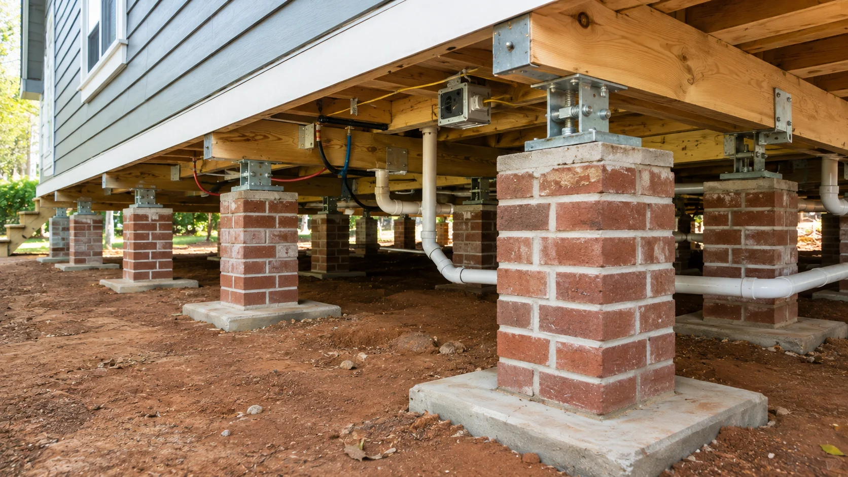 Permanent foundation under a tiny house in Mississippi
