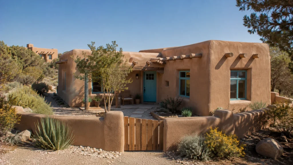 Adobe-style tiny house in New Mexico