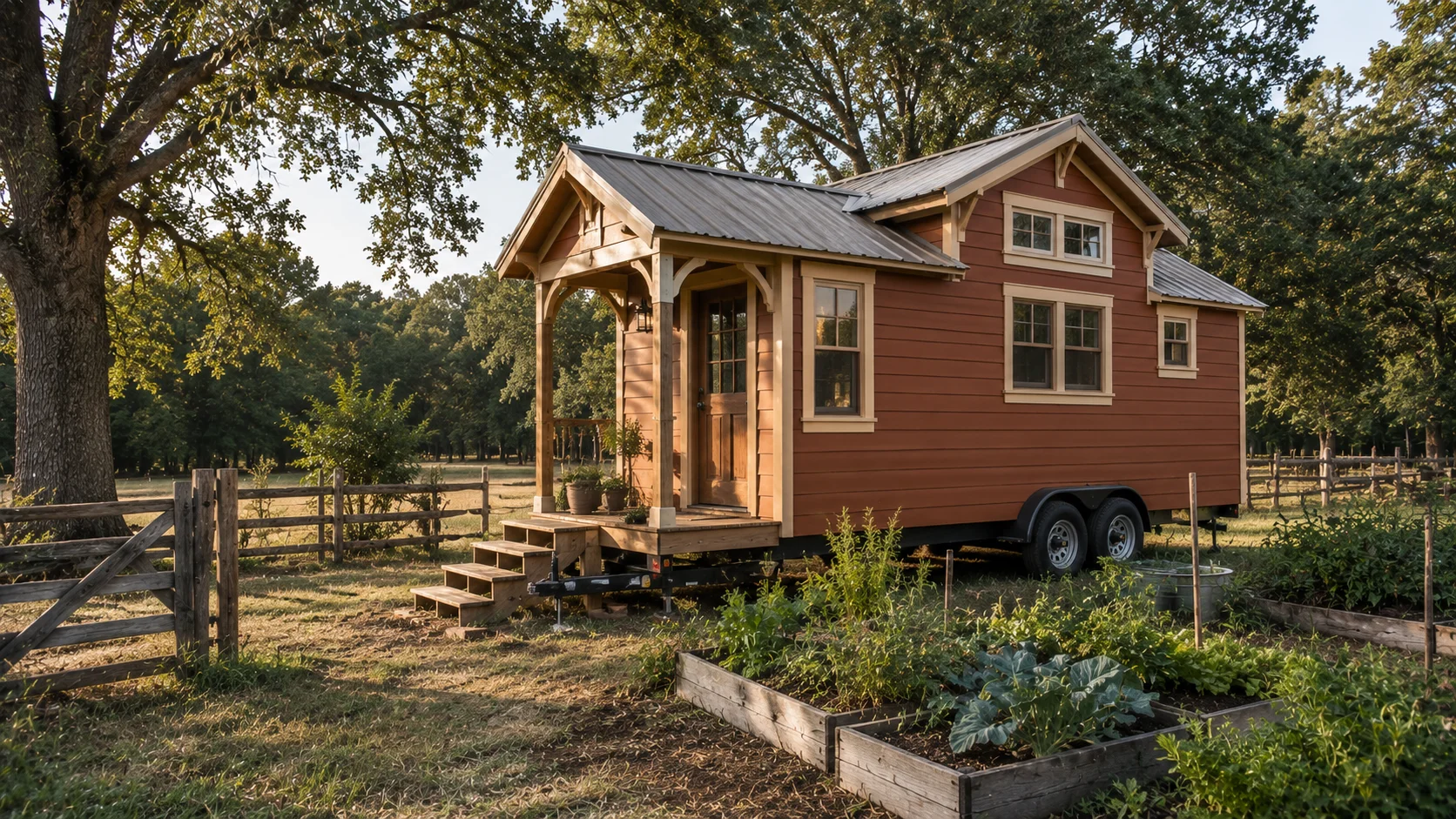 Tiny house on wheels on an Alabama homestead