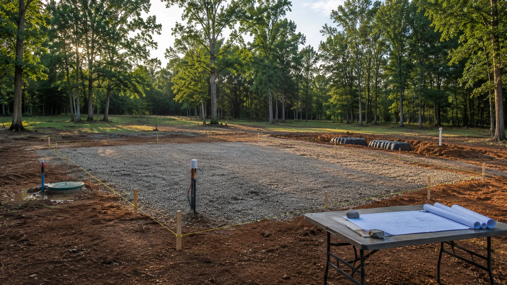 Prepared building site for a tiny house in Alabama