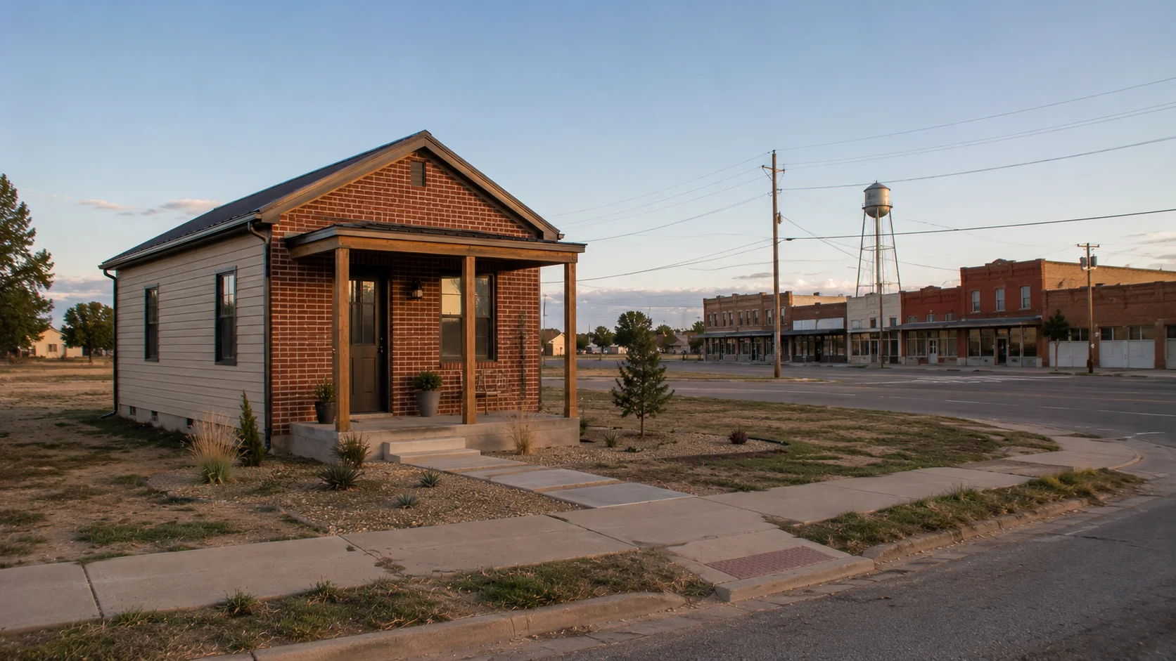 Tiny house on a small-town residential lot in Oklahoma