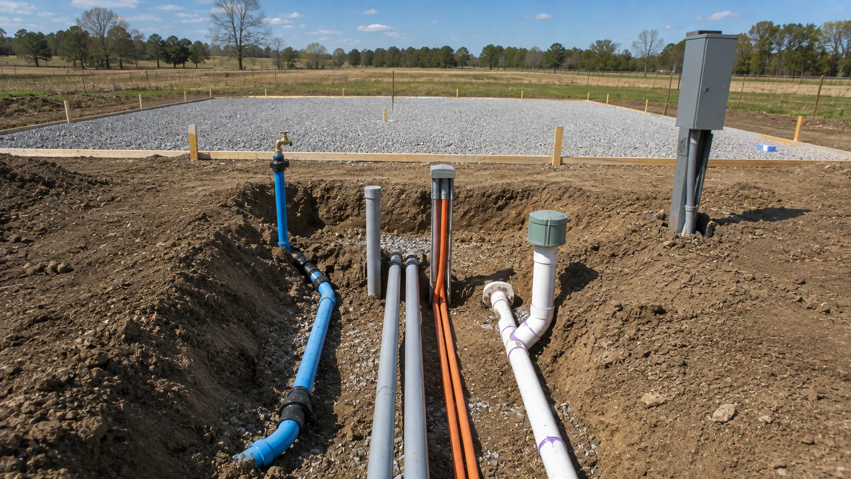 Utility connections prepared for an Arkansas tiny house