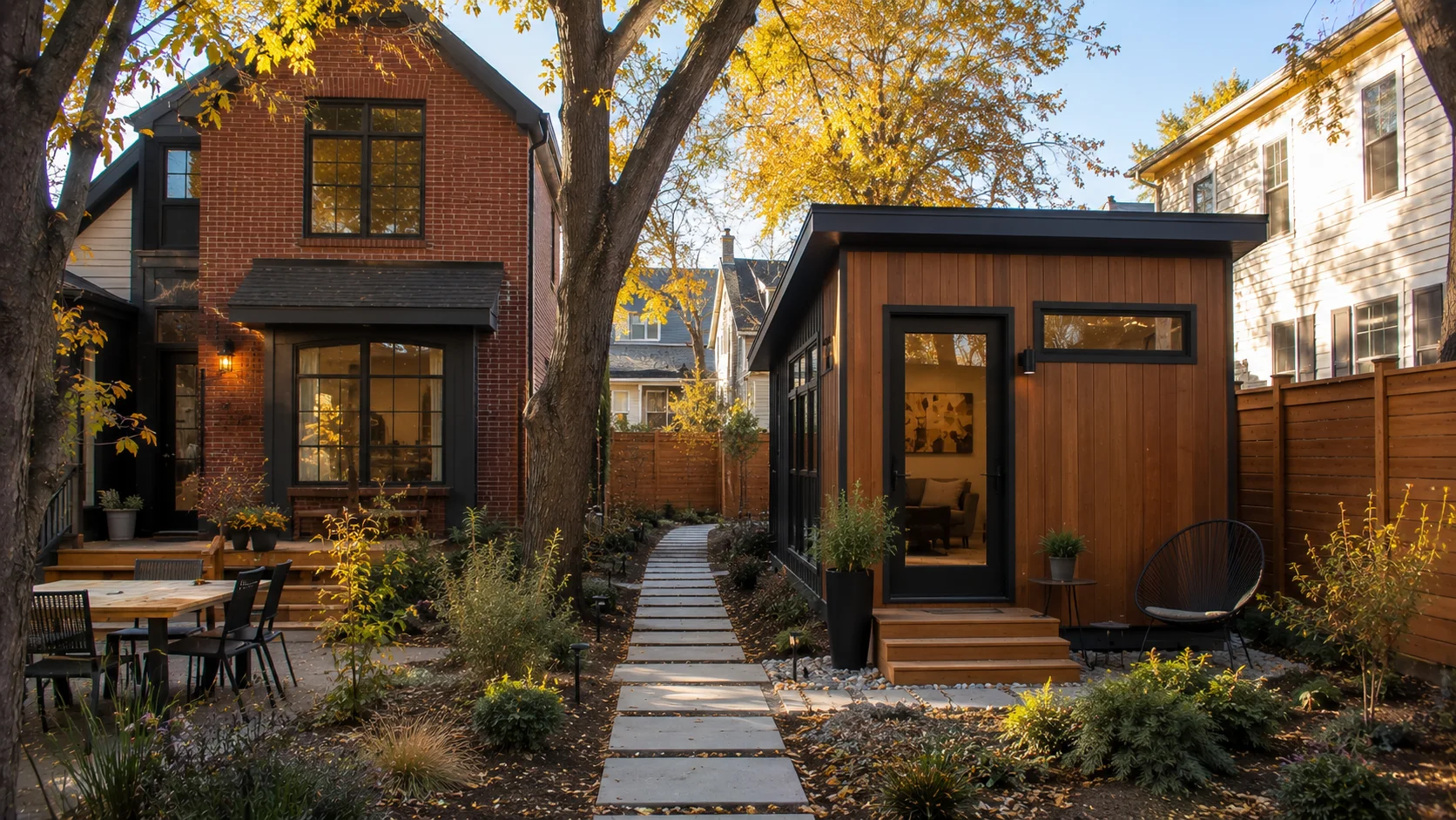 Tiny house ADU in a Colorado backyard