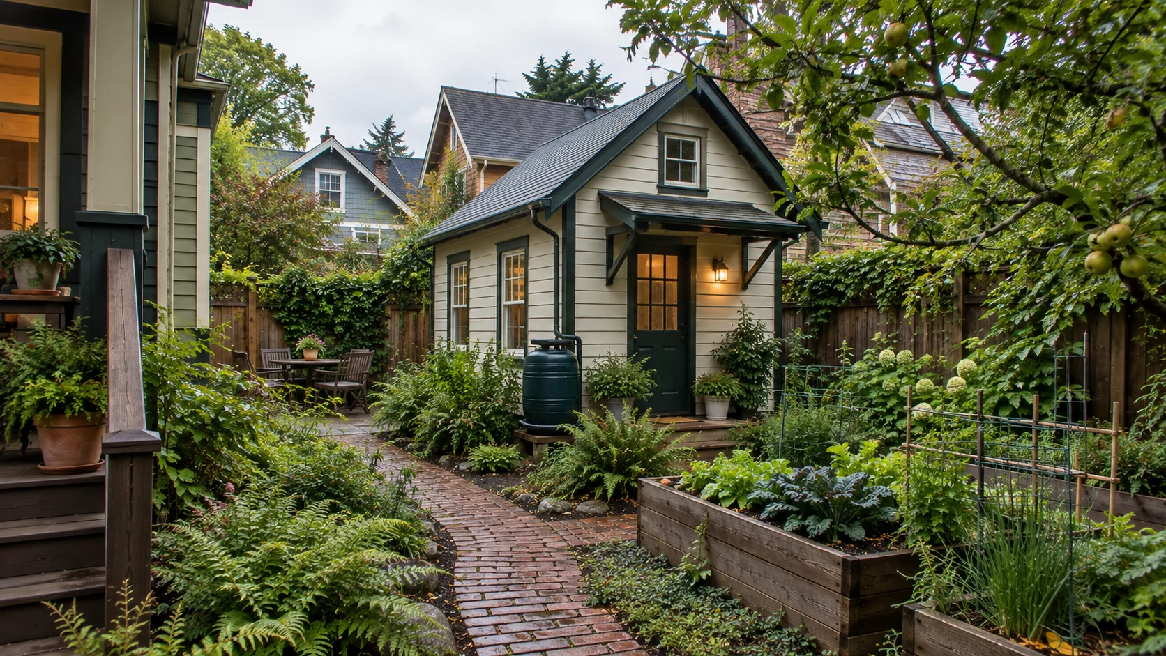 Tiny house ADU in Portland Oregon backyard