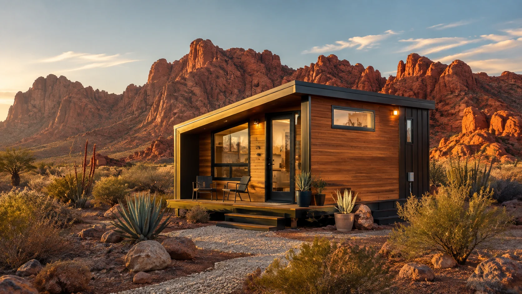 Modern tiny house in Nevada desert