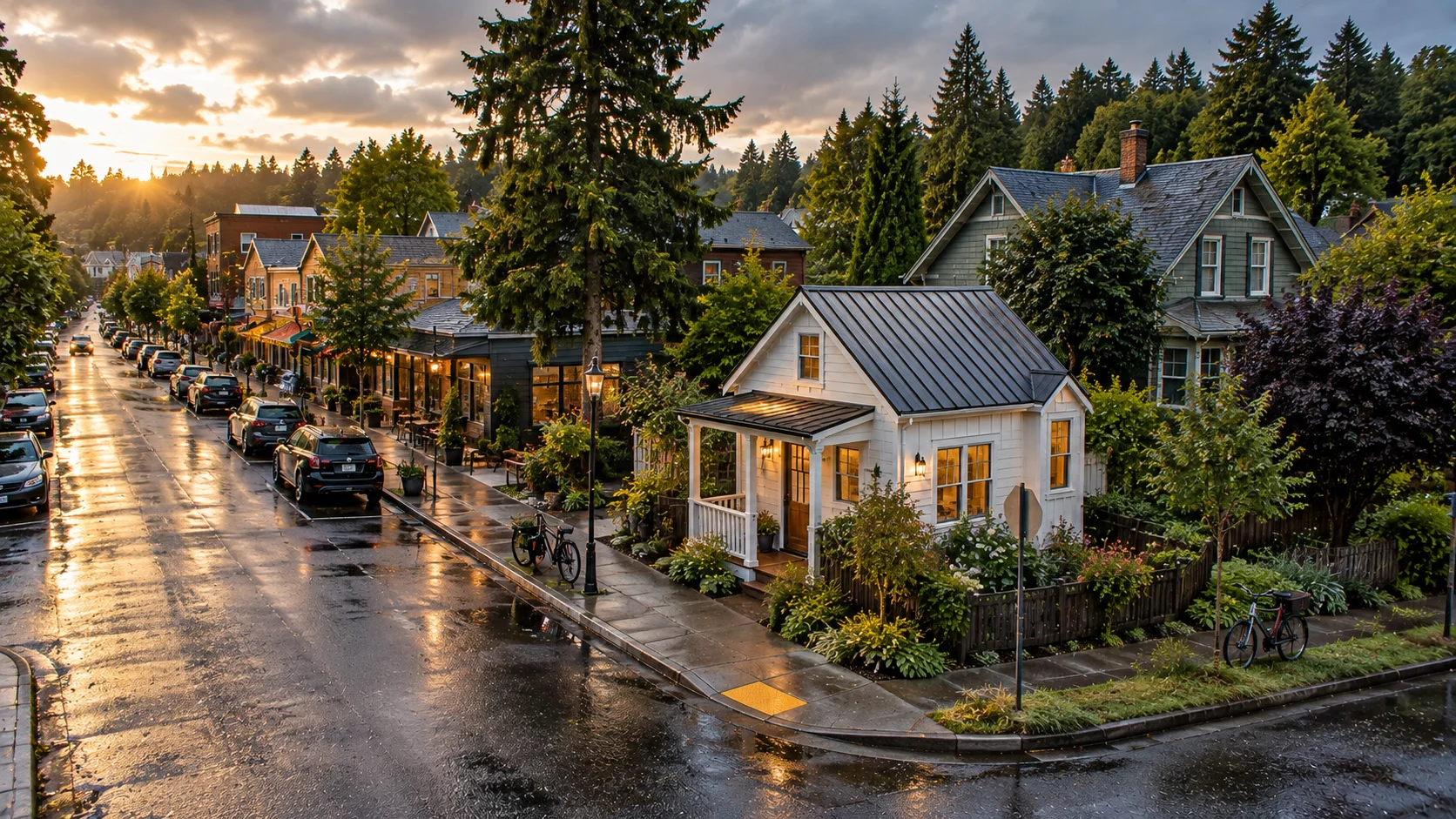 Tiny house in an Oregon small town